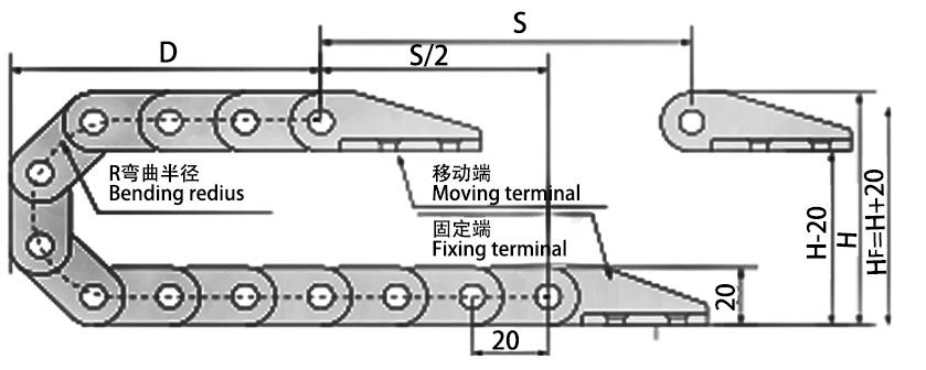 15系列微小型拖链主要技术参数图 15系列微小型拖链主要技术参数图
